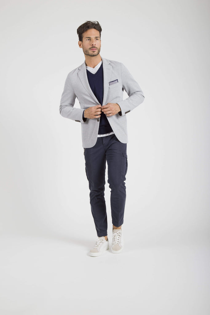 Eleventy Milano Sport Coats Cotton Lazer Cut Jersey Jacket- Mid Grey