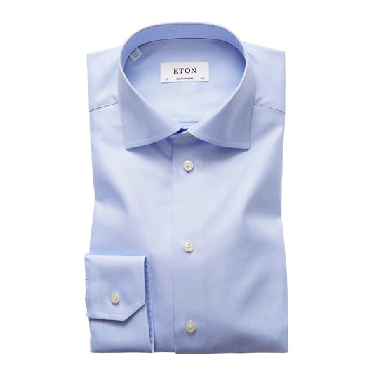 Eton Dress Shirts Contemporary Fit Light Blue Textured Twill