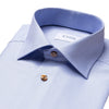 Eton Dress Shirts Contemporary Fit Light Blue Textured Twill / Brown Accent Button