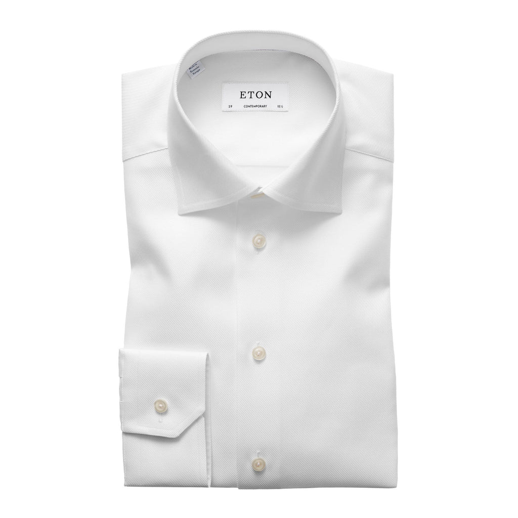 Eton Dress Shirts Contemporary Fit White Textured Twill
