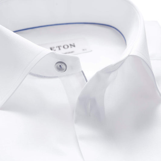 Eton Dress Shirts Contemporary Fit White Twill w/Grey Detail