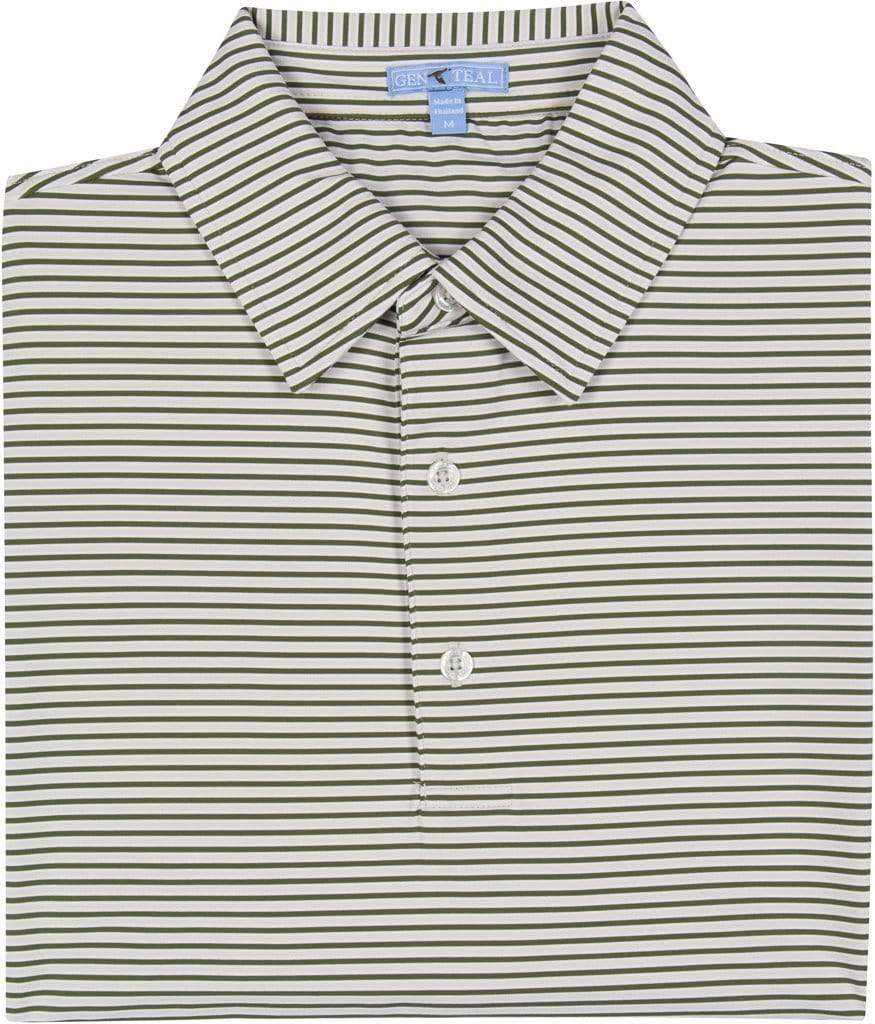 GenTeal Polos Freeport Striped Performance Polo- Chive