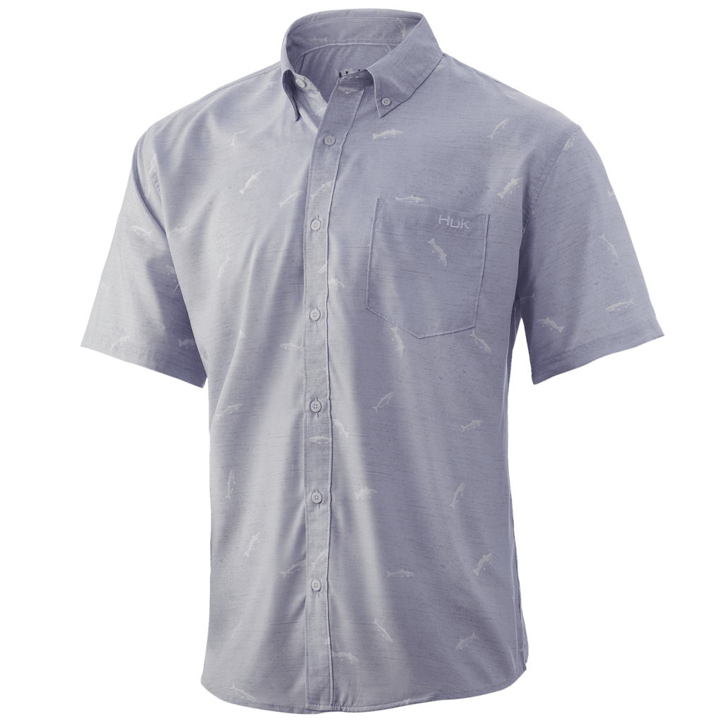Huk Sport Shirts Marsh Teaser Short Sleeve Sport Shirt- Lavender Blue