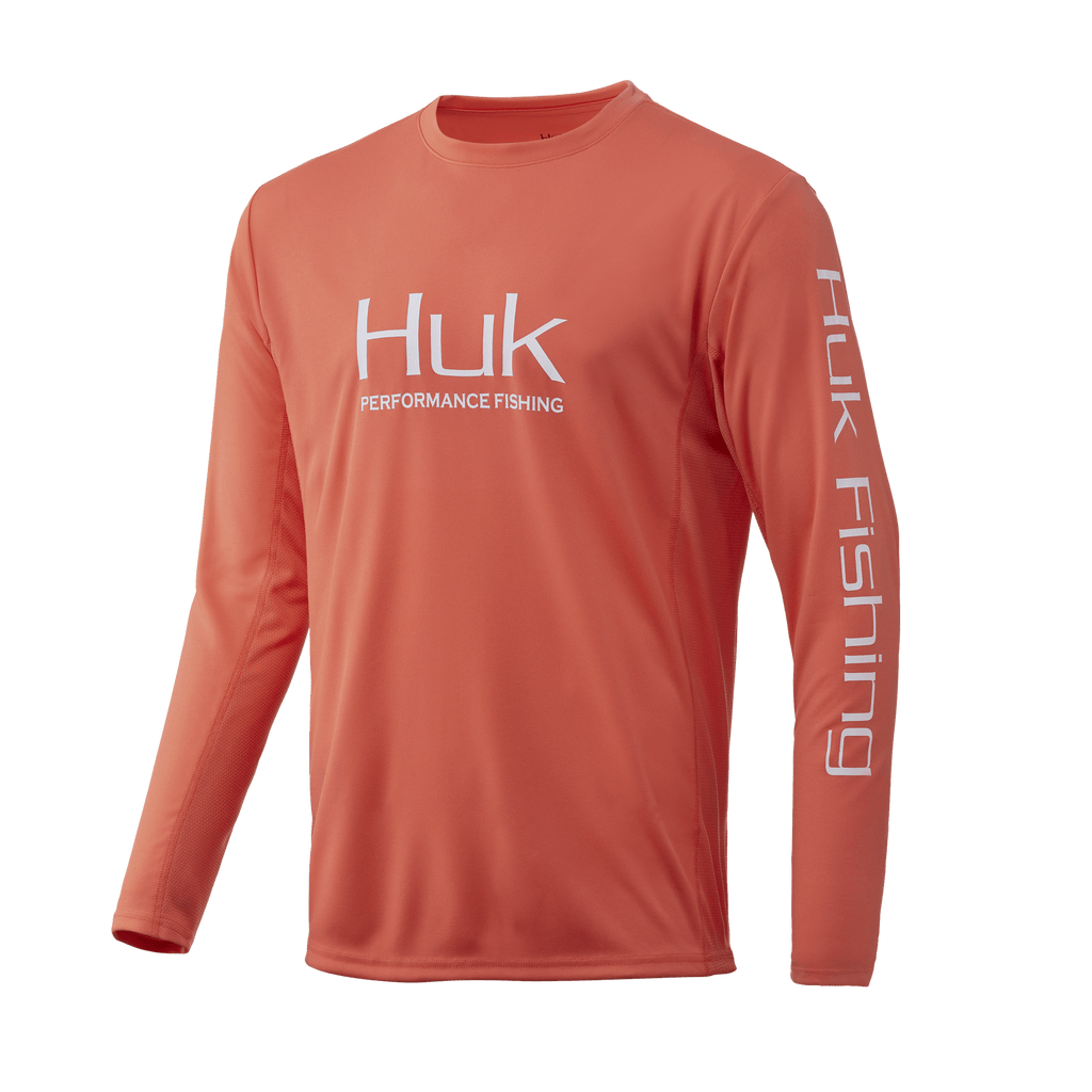 Huk T-Shirts Icon X Long Sleeve Shirt- Fusion Coral