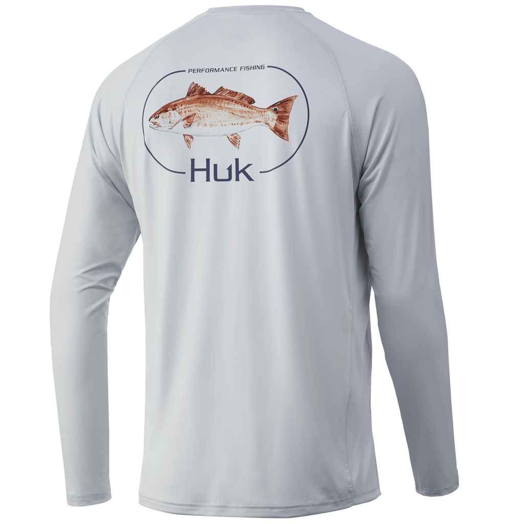 Huk T-Shirts Redfish Pursuit Long Sleeve Performance T Shirt- Glacier