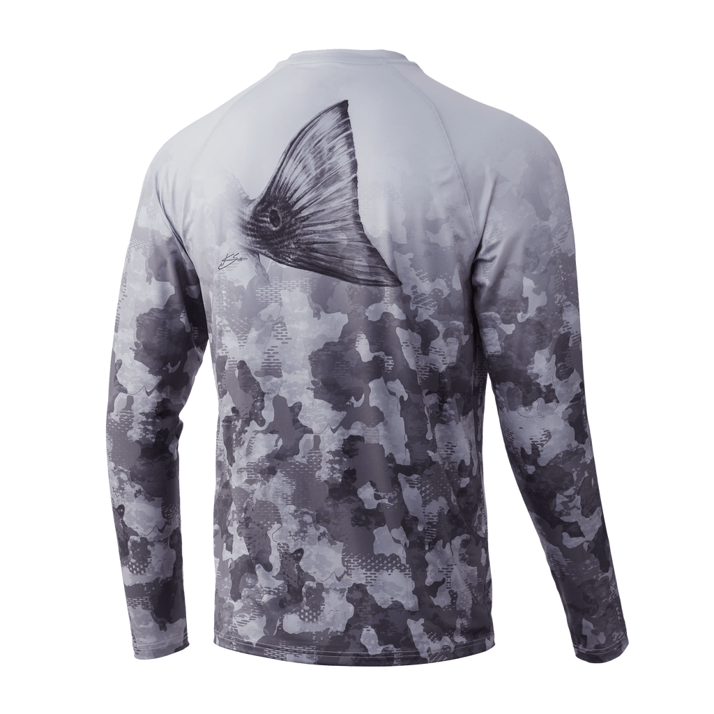 Huk T-Shirts Refraction Fish Fade Pursuit Performance Shirt- Storm