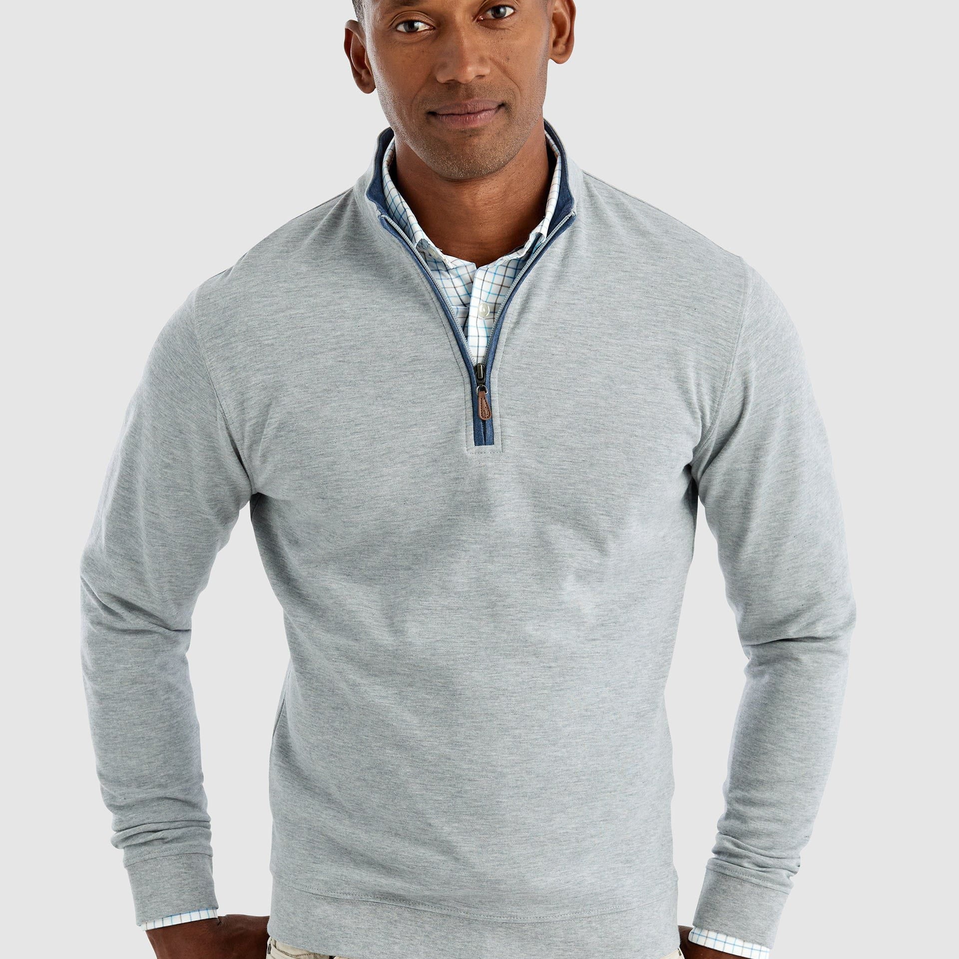 Johnnie O Sweaters Sully 1/4 Zip Pullover- Lt. Grey