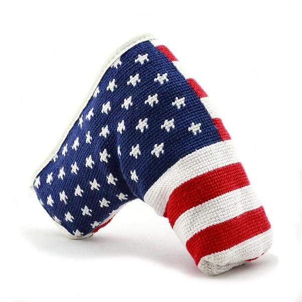 Smathers & Branson Small Leather Goods American Flag Needlepoint Putter Cover