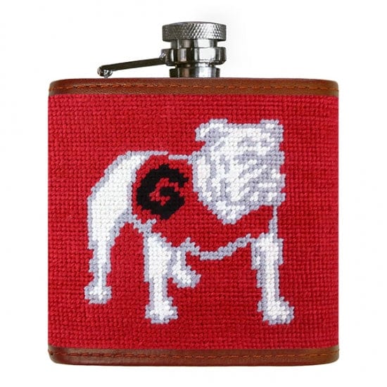 Smathers & Branson Small Leather Goods Georgia Needlepoint Flask