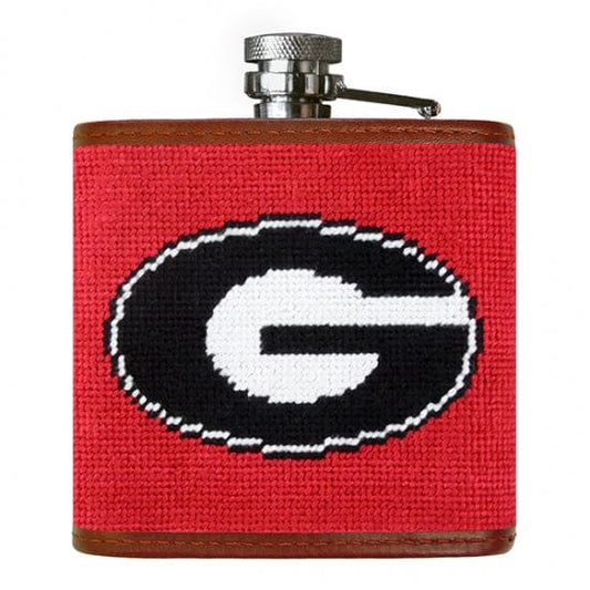Smathers & Branson Small Leather Goods Georgia Needlepoint Flask
