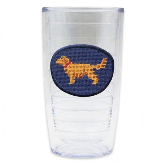 Smathers & Branson Small Leather Goods Golden Retriever Needlepoint Tervis Tumbler