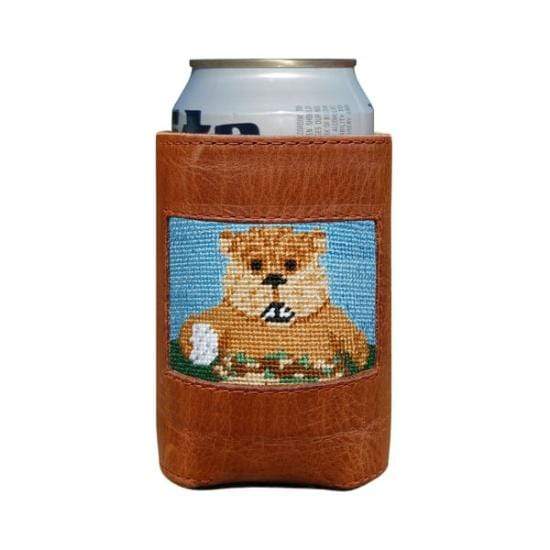 Smathers & Branson Small Leather Goods Gopher Golf Needlepoint Can Cooler