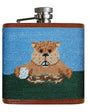 Smathers & Branson Small Leather Goods Gopher Golf Needlepoint Flask