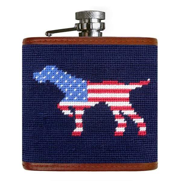 Smathers & Branson Small Leather Goods Patriotic Dog Needlepoint Flask