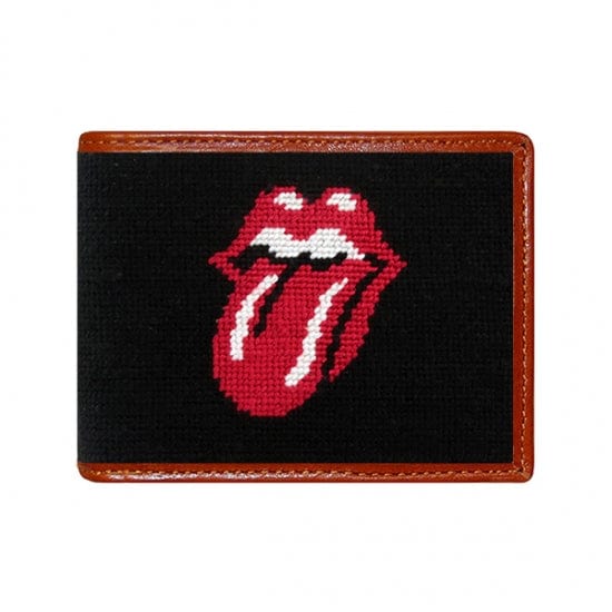 Smathers & Branson Small Leather Goods Rolling Stones Needlepoint Bi-Fold Wallet
